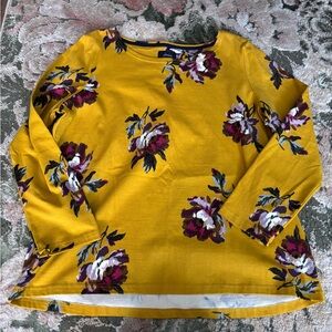 Joules Mustard Floral 3/4 Sleeve Top